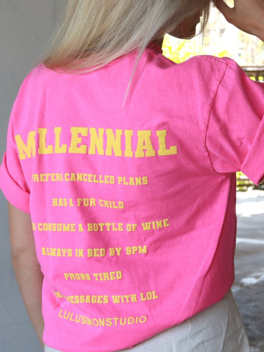 ISO House of Lulu / Lulu Simon Studio / LULUSIMONSTUDIO Millennial Tee in Pink